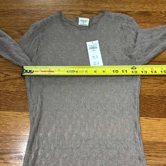 NWT Abercrombie & Fitch lace seamed long sleeve Sheer top brown Size XS Y2K 90s - Picture 8 of 10